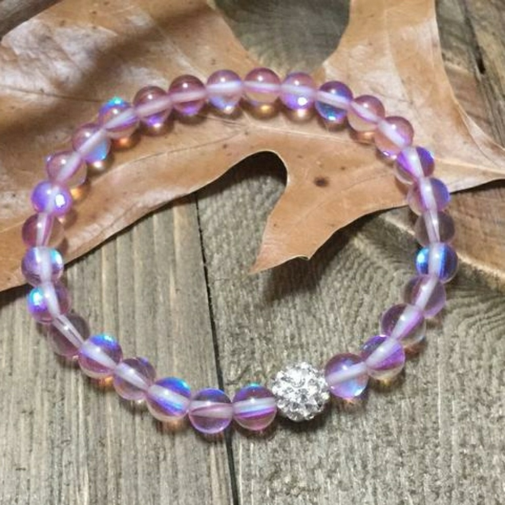 Pink mermaid glass bracelet